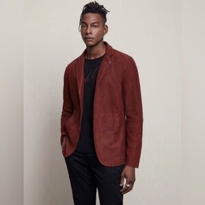 John Varvatos Suede Hook and Bar Jacket.Size EU 48 USA 38. NWT